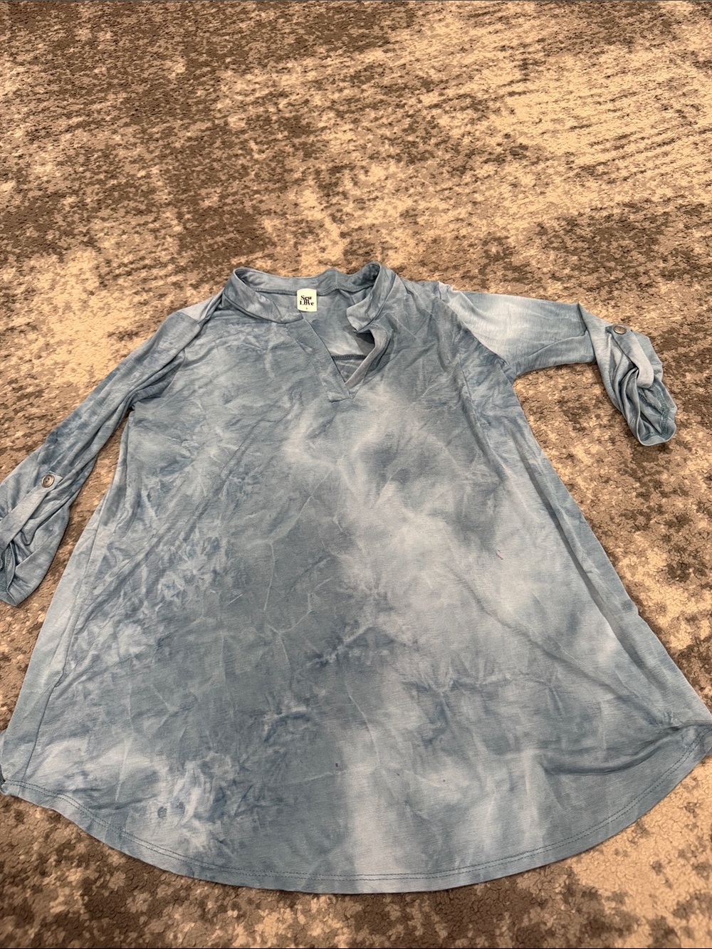 Sew In Love Blue Tie-Dye V-Neck Tunic